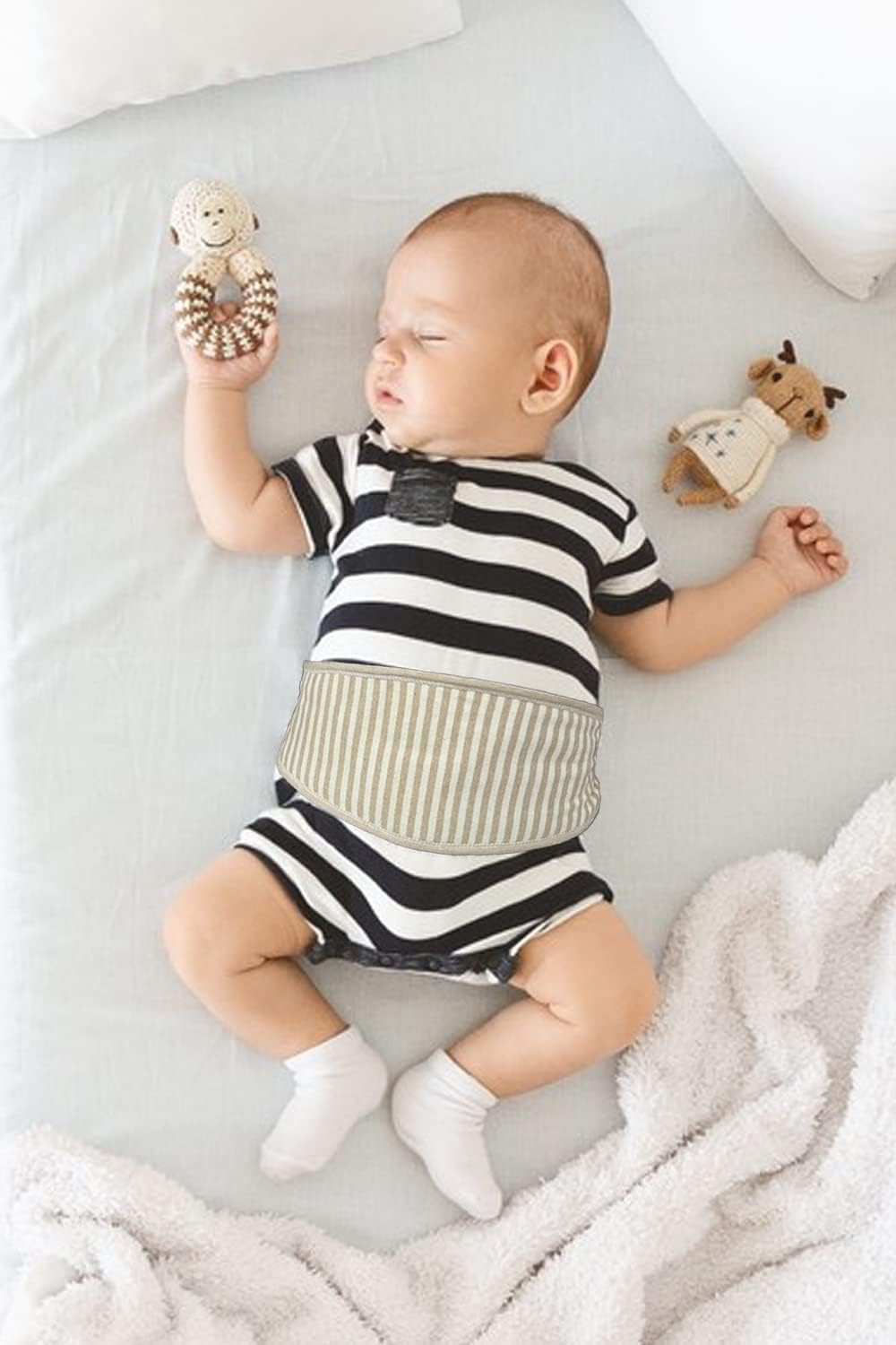Topwon Umbilical Cord Cover for Newborn Baby Belly Button Band, 4 Pack Cotton Belly Binder Hernia Care Navel Truss Wrap New Born Must Have Shower Gift - Image 6